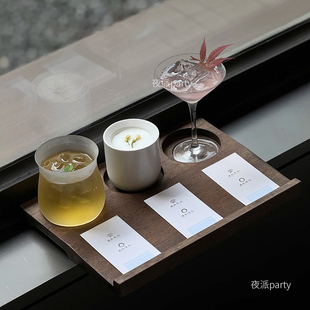 实木咖啡杯托盘一豆三喝杯盘创意三孔咖啡木托盘一茶三喝杯盘茶托