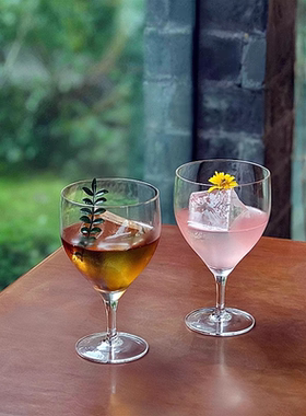水滴形状口吹香槟杯水滴玻璃杯网红ins杯欧式水晶高脚杯威士忌杯