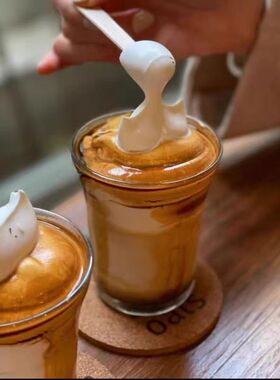 网红ins风澳白咖啡杯意式拉花拿铁杯简约复古dirty冰美式玻璃杯子