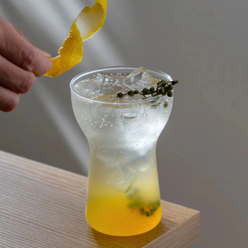 玻璃水果茶杯简约餐厅风饮品奶茶杯柠檬茶杯气泡水杯果汁杯400ml