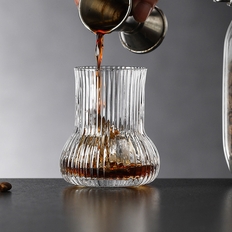 简约风竖纹Dirty咖啡杯奥白杯玻璃杯拿铁拉花杯意式浓缩咖啡杯子