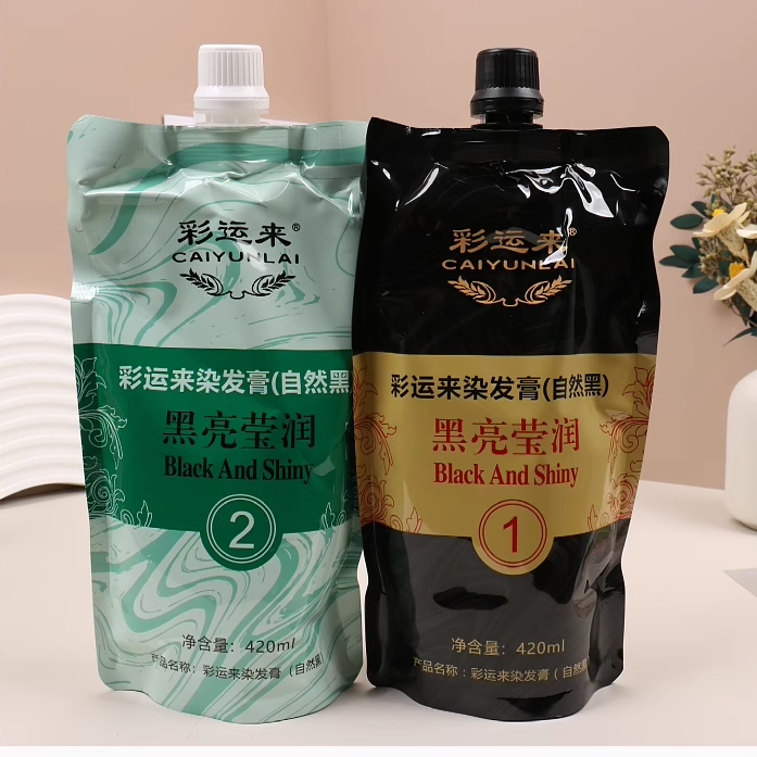 彩运来水染坊自然黑染发膏覆盖白发不沾衣领自然亮泽清水配方正品