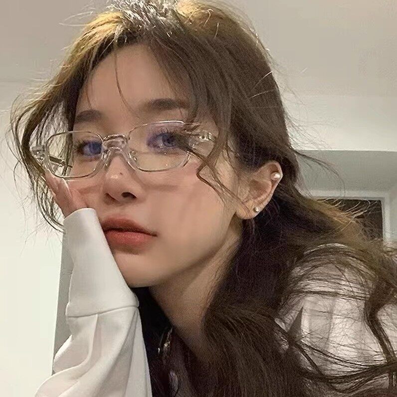 小众设计透明半框眼镜框镜架女款素颜小框装饰近视镜可配近视