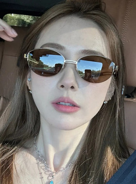 老钱风金属半框太阳眼镜高级感网红时尚复古UV抗UV近视太阳眼镜女
