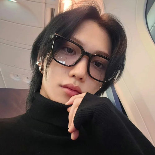 李龙馥同款GM黑色框平光镜女潮素颜神器可配度数装饰近视眼镜框男