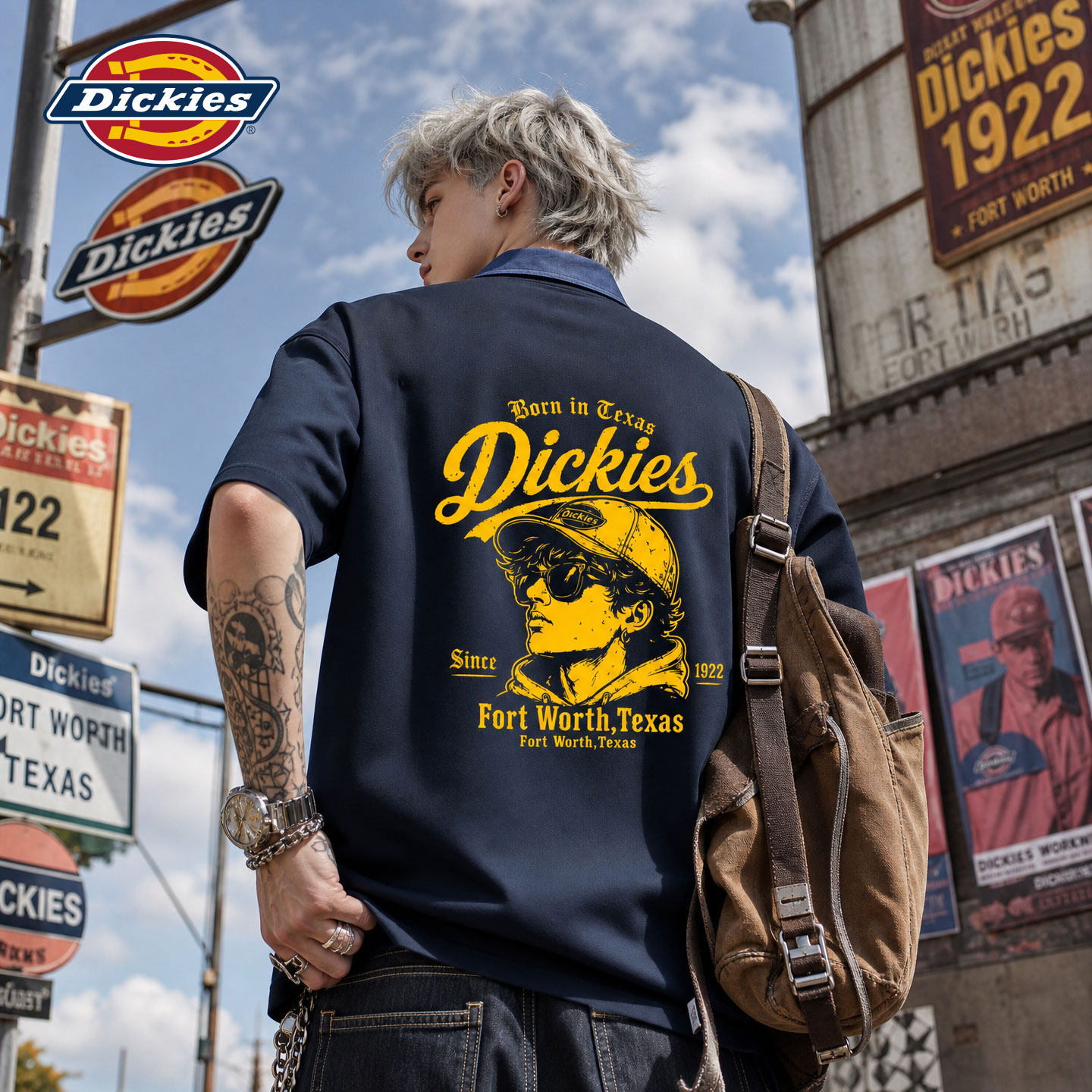 Dickies官方正品男士短袖POLO衫美式复古印花翻领宽松潮流上衣男