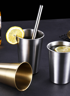 304不锈钢啤酒杯金属杯子商用防摔大容量果汁饮料扎啤杯刻字定制