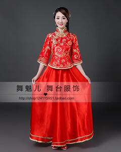 古典民乐古筝大合唱舞蹈演出服民国风小姐古装伴娘礼服女成人中式