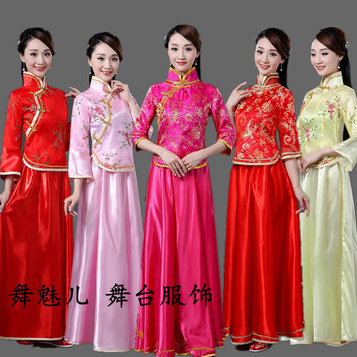 民乐大合唱小姐伴娘中式演出服