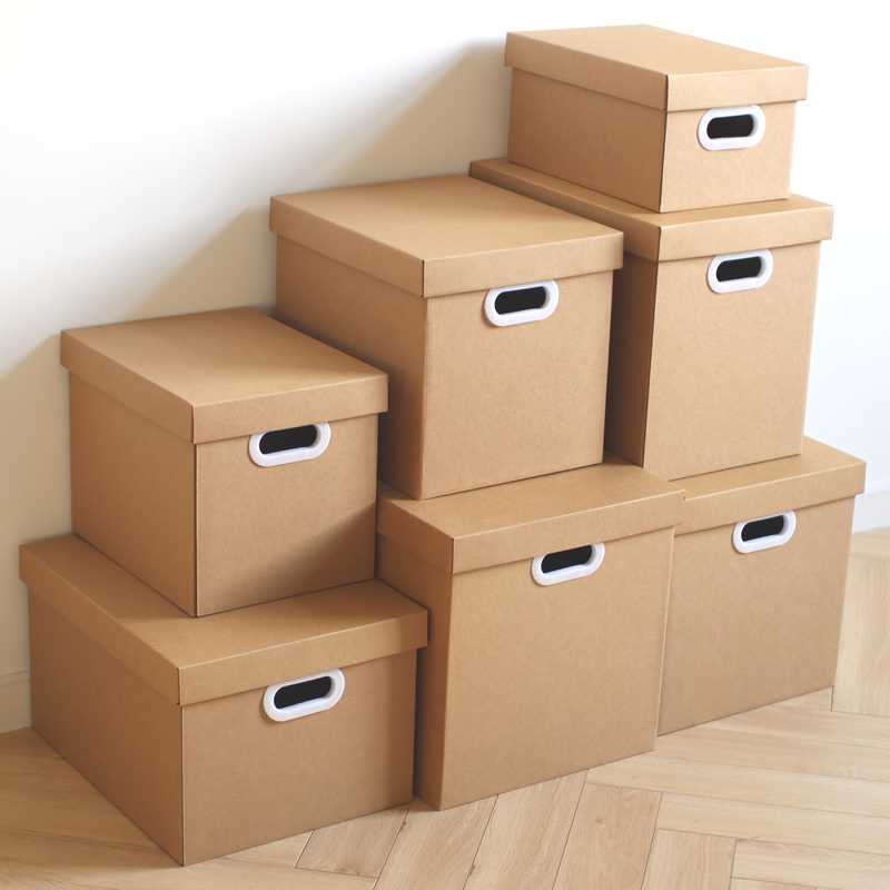 家用搬屋纸质收纳箱空纸箱有盖放书文件档案资料储存箱收集箱纸盒-封面
