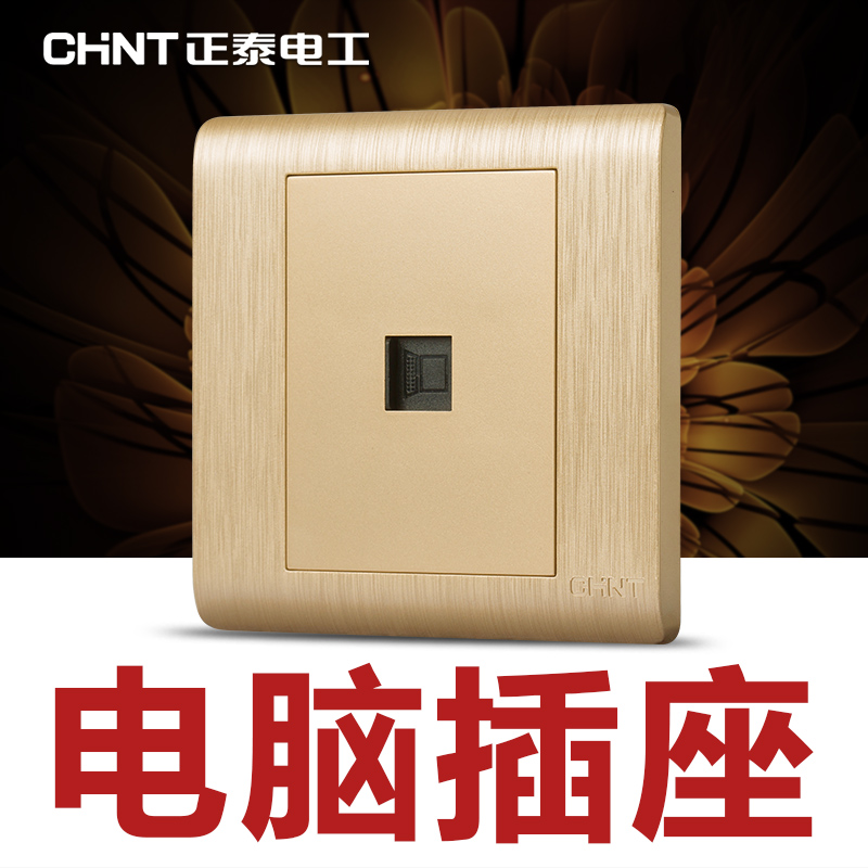 限7000张券正泰 网线插座 NEW7Z拉丝金色 电脑插座