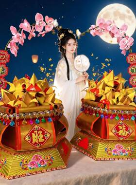 一担金鸟语花香手工折纸花篮材料