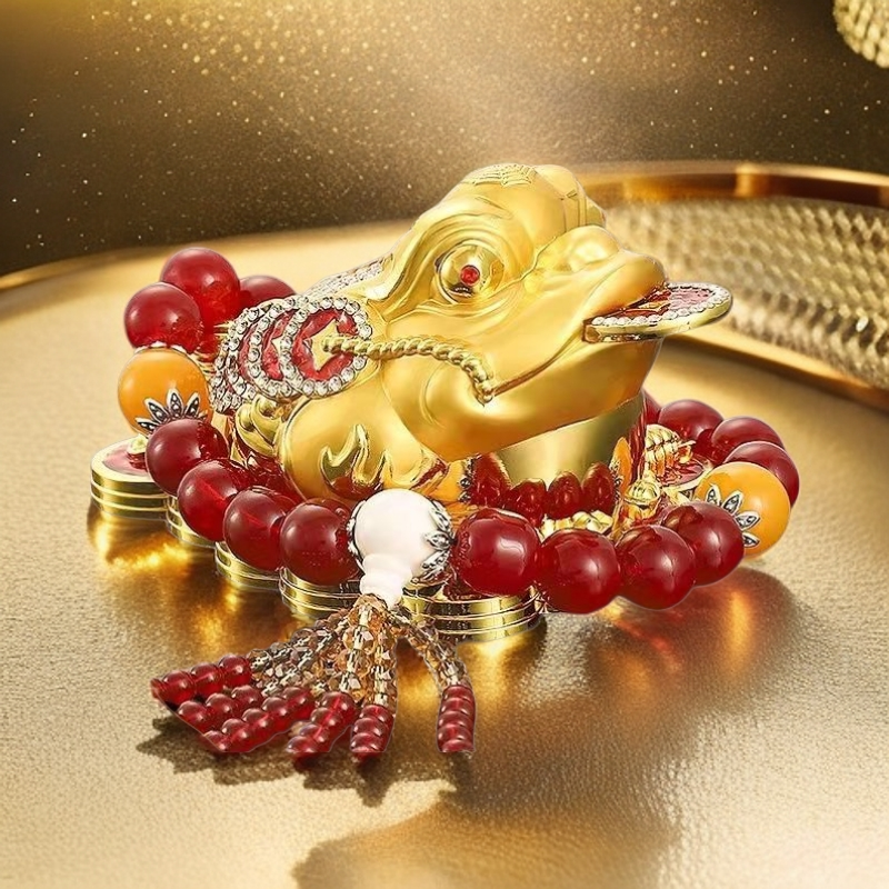 金属汽车手工摆件合金优质镶钻金蟾吸大财香水座车载豪华饰品摆件