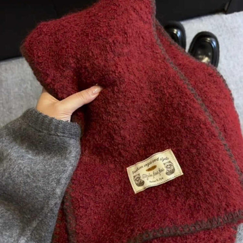 博主推荐含羊毛红色围巾女