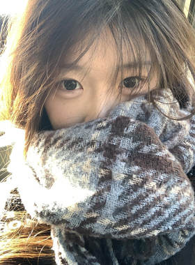 新款格子蓝咖围巾冬季加厚保暖