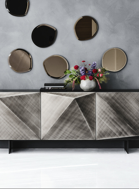 cattelan意式轻奢皮艇餐边柜现代简约客厅入户储物柜厨房靠墙边柜