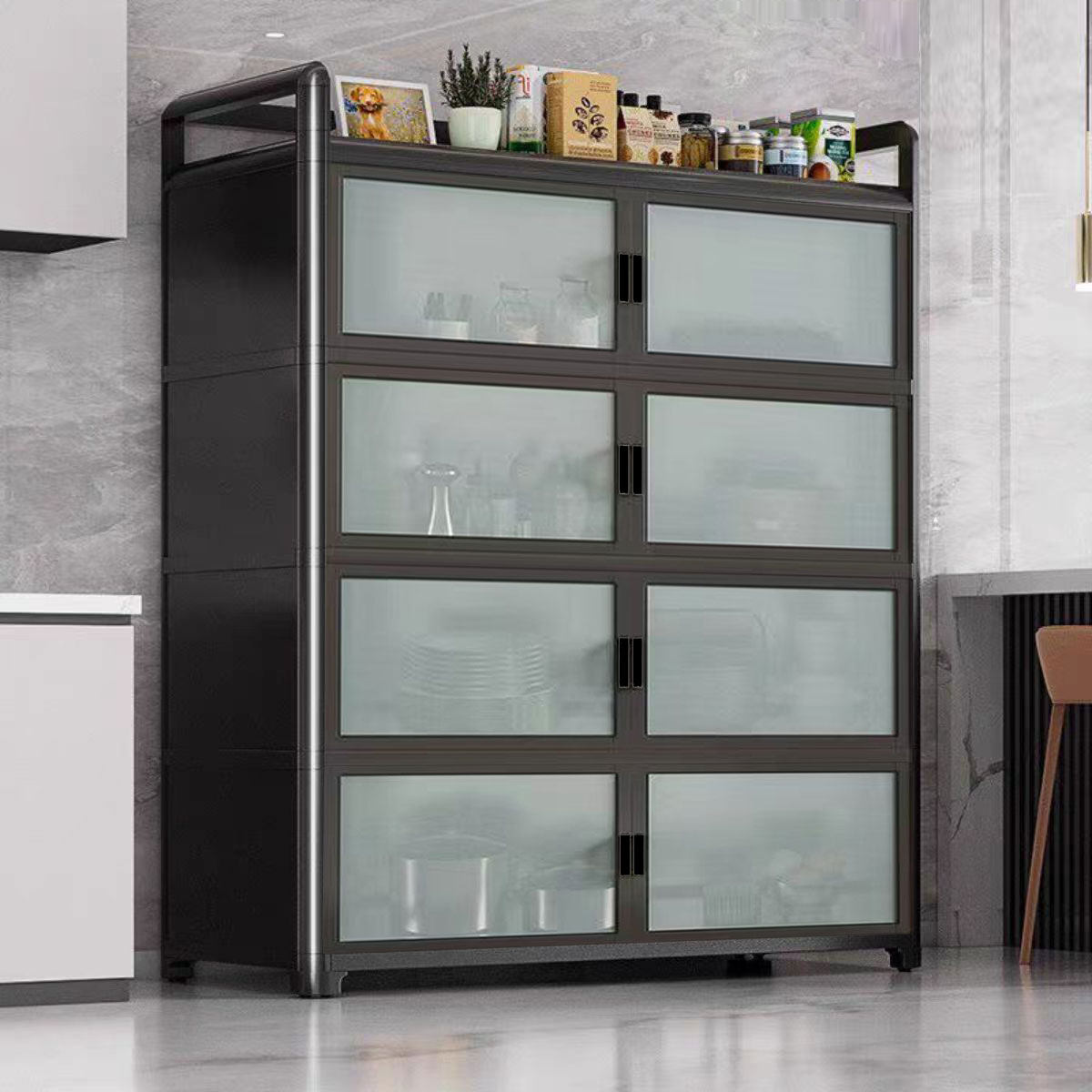 铝合金餐边柜家用厨房橱柜收枘柜多功能经济型简易灶台储物置物柜