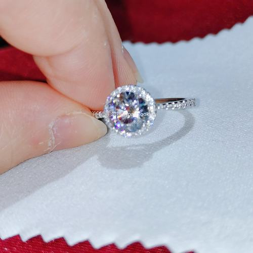 s925纯银白金满钻戒指圆形ins风