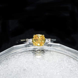 18K白金24K金黄色高碳钻石戒指 圆形仿真钻戒女ins风指环节日礼物