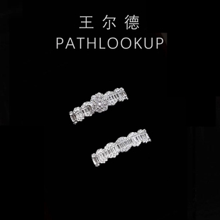 S925纯银爆闪满钻排戒蕾丝雪花两件套对戒轻奢高碳钻石戒指女首饰