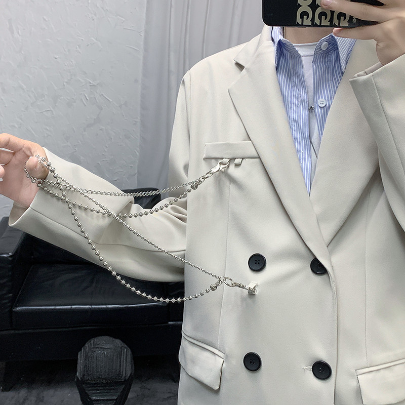 DK制服链条装饰西装男韩版宽松炸街西服外套秋冬513-1-XF13-P105,男装西服,星座512-1（原513-3）