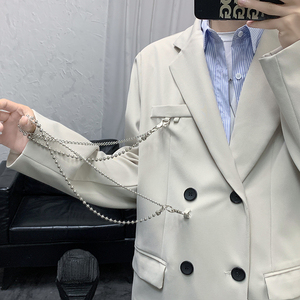 DK制服链条装饰西装男韩版宽松炸街西服外套秋冬513-1-XF13-P105图片
