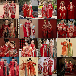 中式 婚服出租汉服结婚嫁衣唐宋明制重工凤冠霞帔新娘新郎秀禾租赁