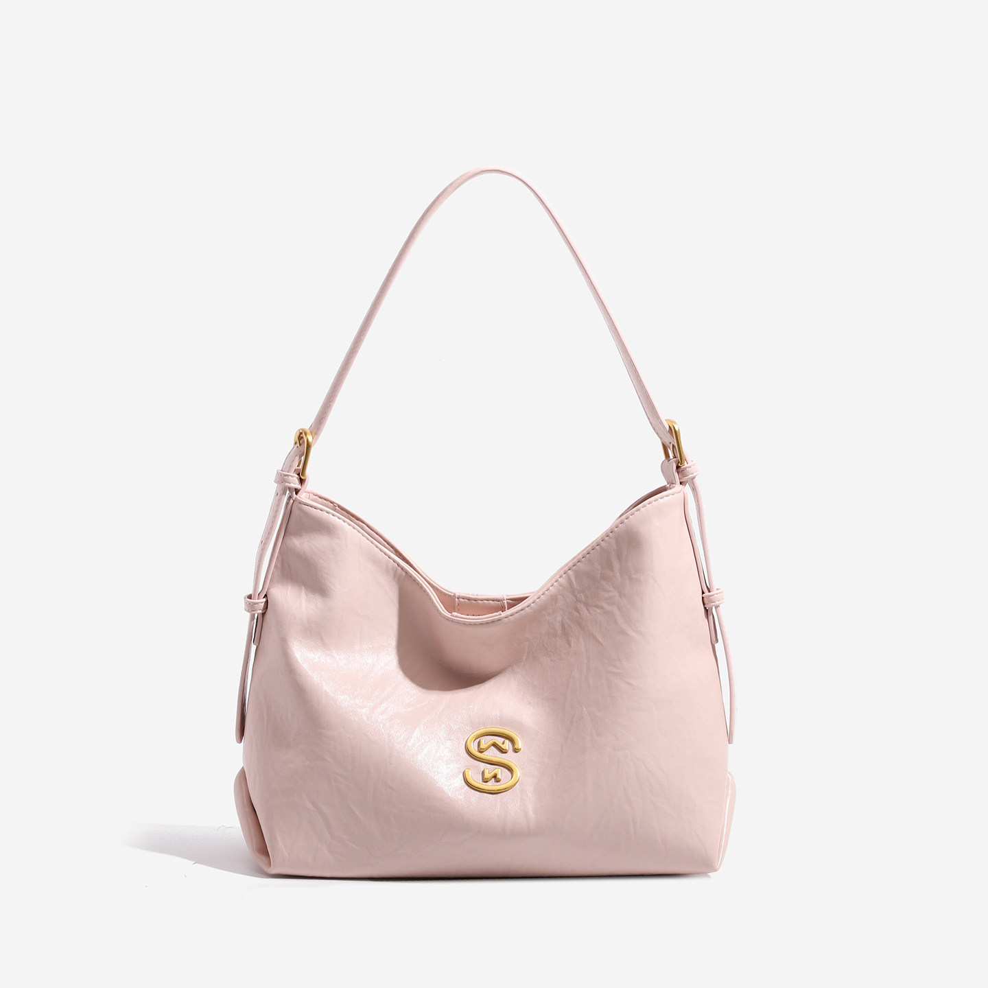 高级感夏日樱花粉通勤托特包女2026新款大容量时尚手抓纹单肩包