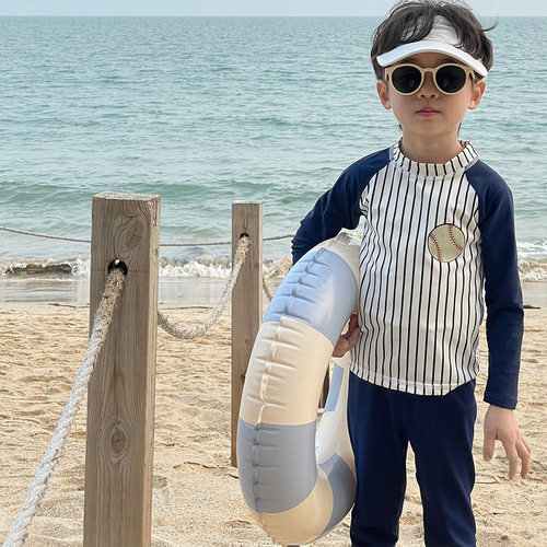 男童分体泳衣幼儿童长袖长裤速干游泳衣韩国宝宝海边沙滩玩水泳装