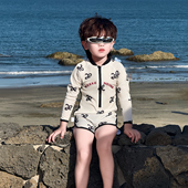 男童连体泳衣长袖 儿童速干游泳衣韩国小男孩宝宝海边度假防晒泳装