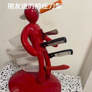 前任刀架愤怒红置物架小人插刀架套装收纳架搞怪人型厨房收纳整理