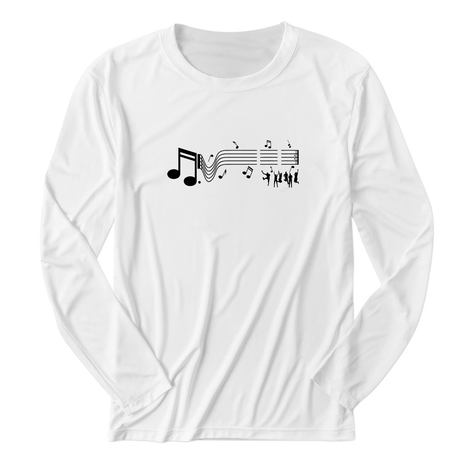 音乐图案t恤男士长袖t恤打底衫秋衣男款五线谱上衣宽松休闲文化衫