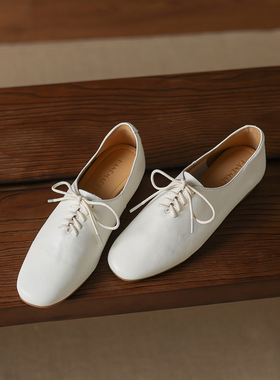 CX意大利重工水洗头层牛皮！2026新款老钱风通勤百搭小皮鞋单鞋女