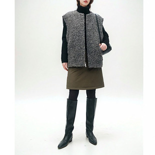 法式高级感马甲女外套复古圈圈纱无袖拉链别致小众秋冬针织衫外穿