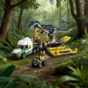2026拼搭侏罗纪恐龙任务异龙运输车76966拼装霸王龙积木玩具男孩