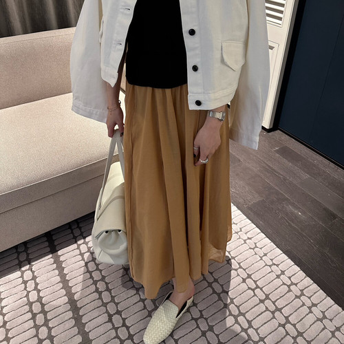 INSIST 松紧腰压褶百搭半身裙