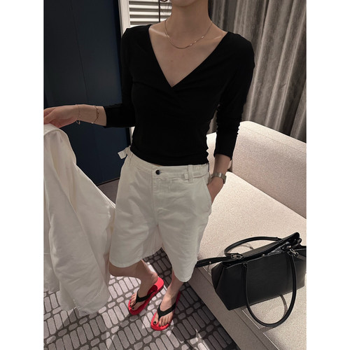 INSIST 超舒服V领轻薄透气防晒莱塞尔修身长袖T恤