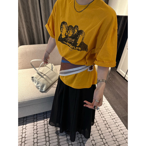 INSIST 美式复古人像印花圆领短袖T恤