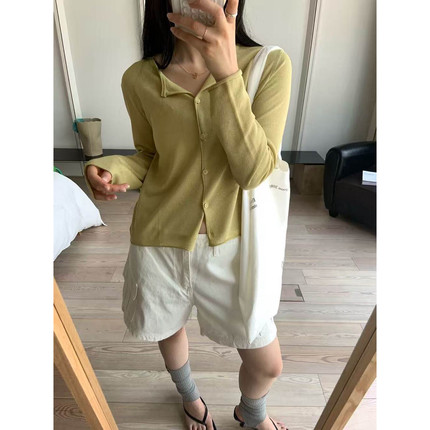 yoou 简约圆领宽松纯色针织开衫