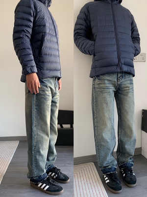 CAGT 秋冬男女简约休闲牛仔裤百搭直筒显瘦小众潮水洗复古长裤子