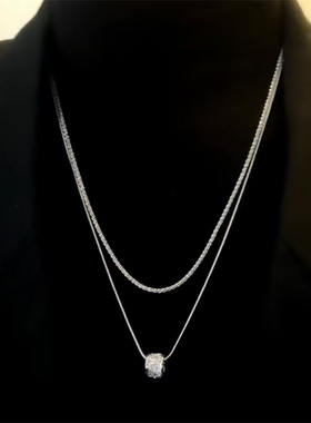 时尚设计双层叠戴项链女气质轻奢高级感满天星小蛮腰毛衣链新款潮