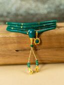 御松莲心 丫角山罕见玻璃瓷玉化料18k金直切108佛珠项链3mm