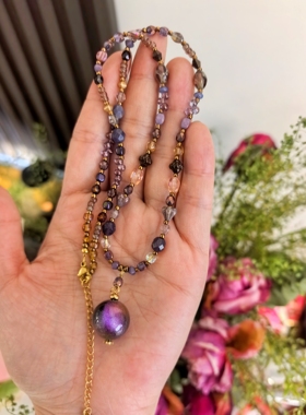 大漆珠子项链女新款吊坠锁骨链颈链新中式项链原创