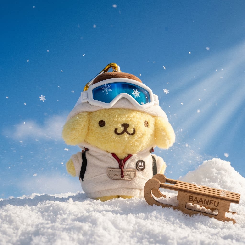 日本BAANFU滑雪布丁狗10CM公仔包挂件车挂饰钥匙扣配饰生日礼物女
