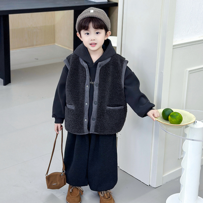 男童加绒卫衣套装秋冬装2025新款