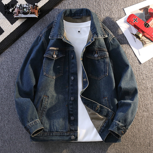 保罗2025纯色长袖外套潮款百搭款牛仔外套秋季宽松牛仔上衣外套