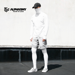 Alpharmy宽松运动长袖男健身保暖速干跑步篮球骑行服休闲打底冬季