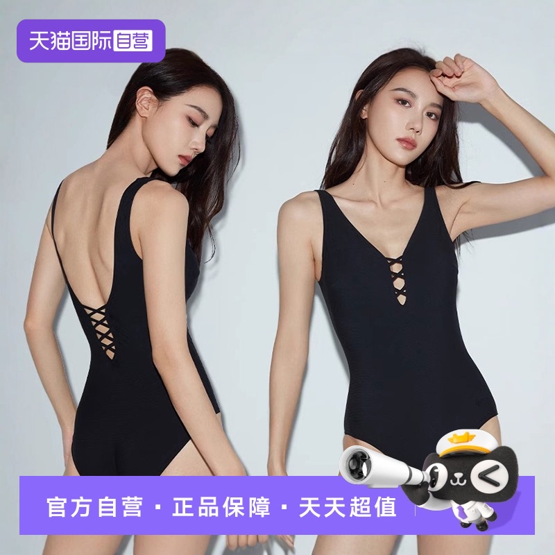 女士泳衣速比涛复古绑带