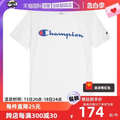 CHAMPION草写logo纯色短袖