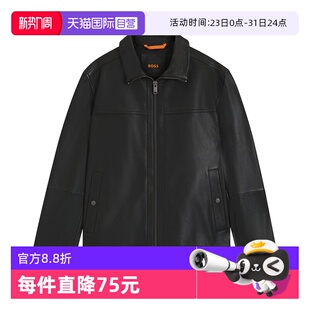 自营 男士 Hugo 外套时尚 拉链翻领皮衣保暖上衣 Boss秋冬男装